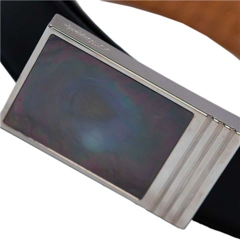 Dupont - Heritage Reversible Belt w/Palladium & Mother-Of-Pearl Buckle Black