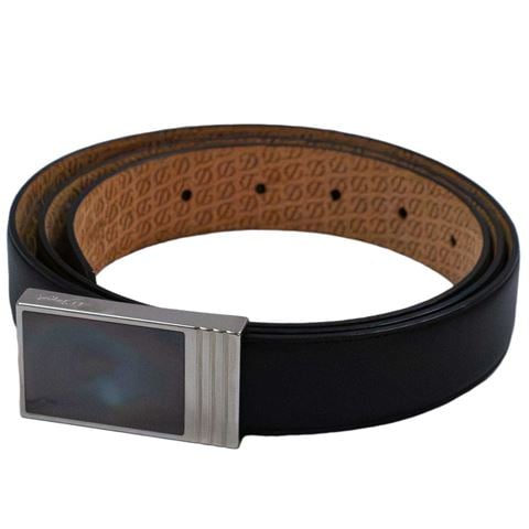 Dupont - Heritage Reversible Belt w/Palladium & Mother-Of-Pearl Buckle Black