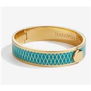 Halcyon Days - Parterre Hinged Bangle Turquoise & Gold 13mm