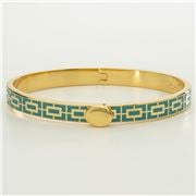 Halcyon Days - Mosaic Hinged Bangle Turquoise & Gold 6mm