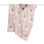 DLUX Baby - Llama Knitted Cotton Blanket Pink 90x70cm