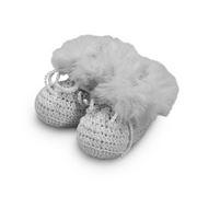 DLUX Baby - Cutie Cotton Crotchet Faux Fur Bootees Silver