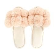 A.Trends - Cosy Luxe Slippers Pom Pom Latte Medium/Large