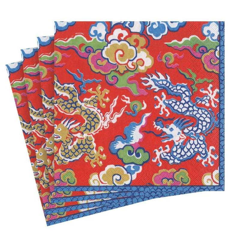 Caspari Cocktail Napkins Classics Imperial Silk Red 20pk Peter's of