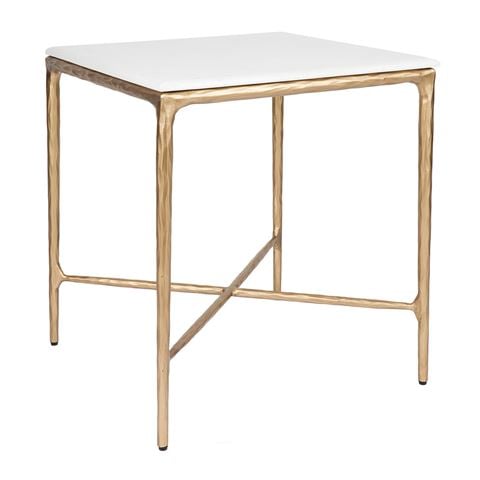 Cafe Lighting Heston Square Marble Side Table Brass - Peter's of Kensington