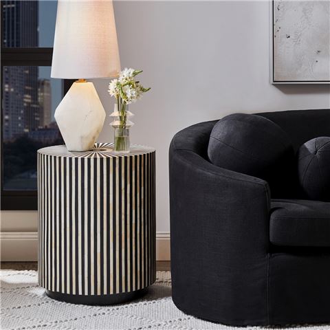 Cafe Lighting - Makayla Bone Inlay Side Table Black/White