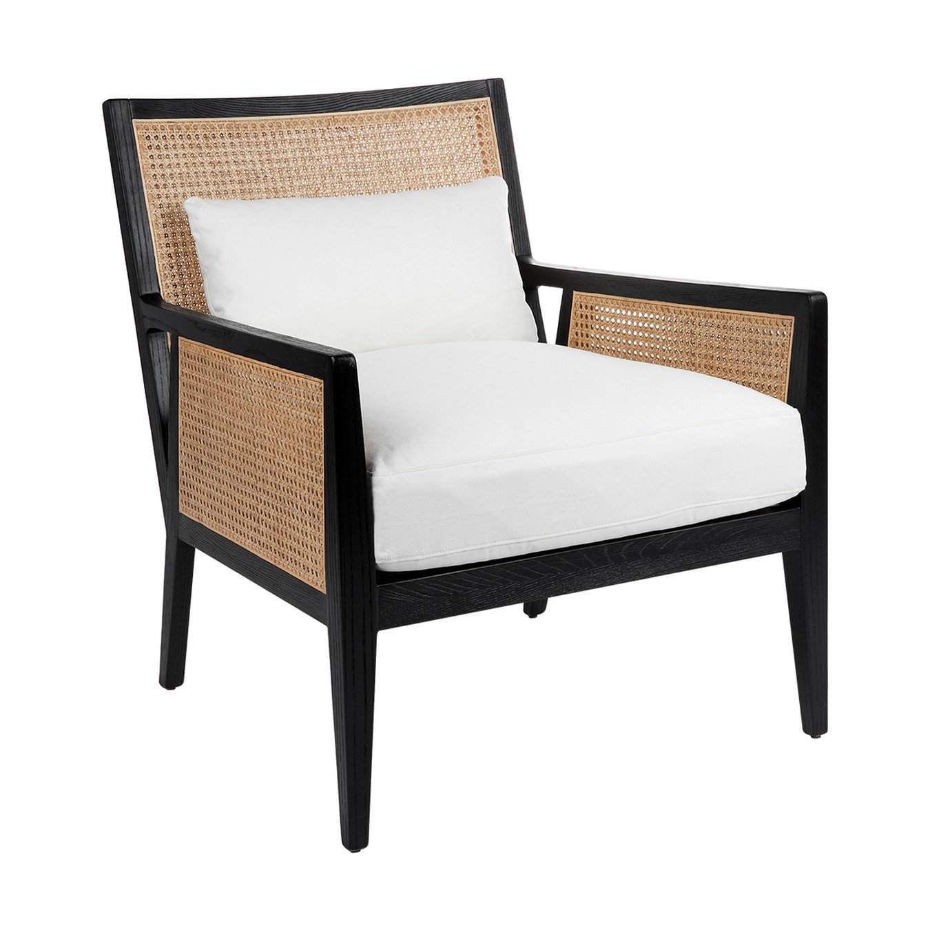 black rattan chair with cushion