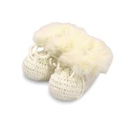 DLUX Baby - Cutie Cotton Crotchet Faux Fur Bootees Ivory