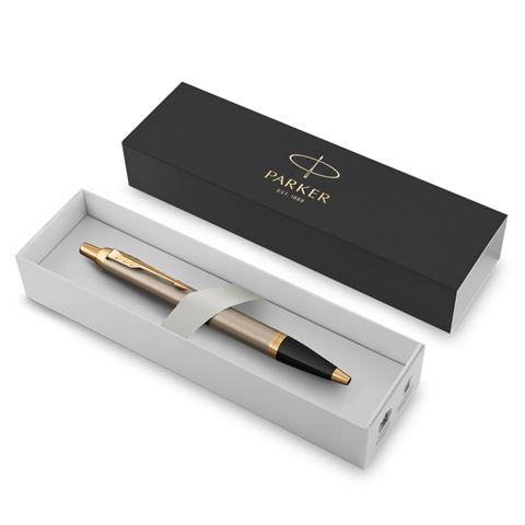 Parker - IM Brushed Metal Gold Trim Click Action Ballpoint