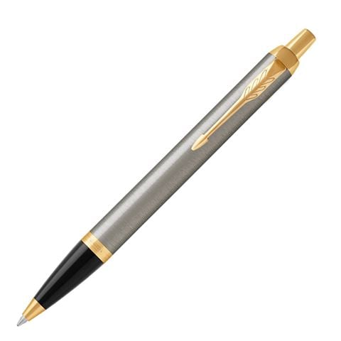 Parker - IM Brushed Metal Gold Trim Click Action Ballpoint