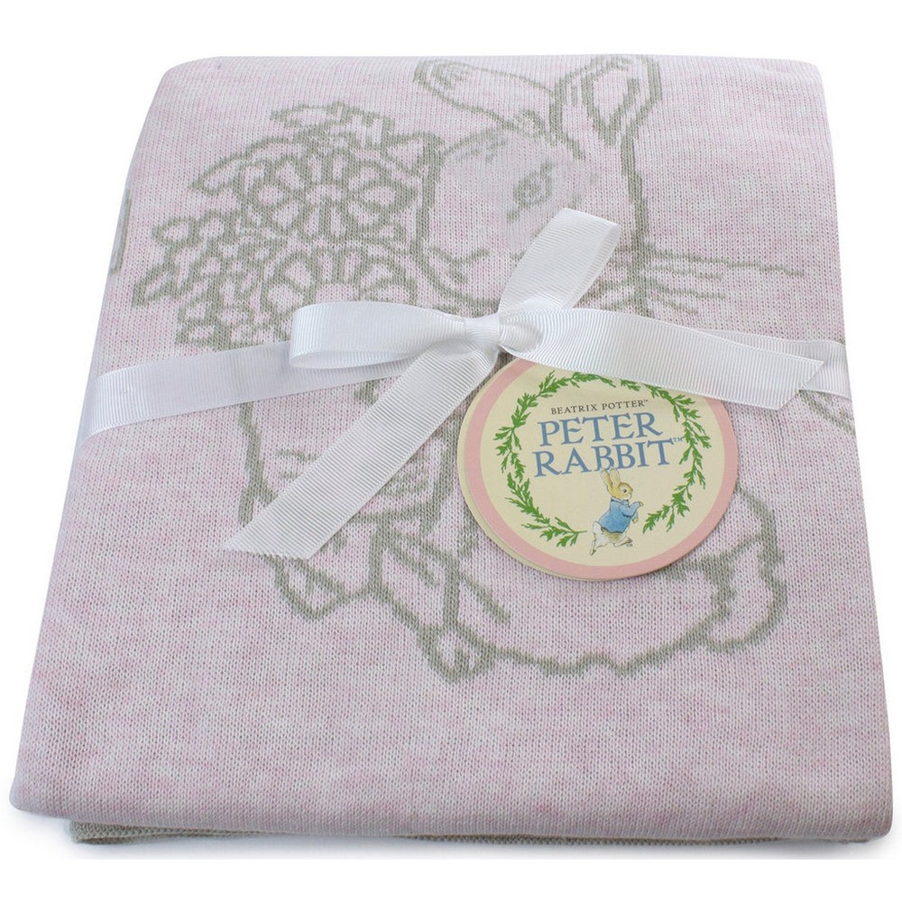 Peter Rabbit 'Hop Little Rabbit' Cotton Knit Blanket Pink Peter's