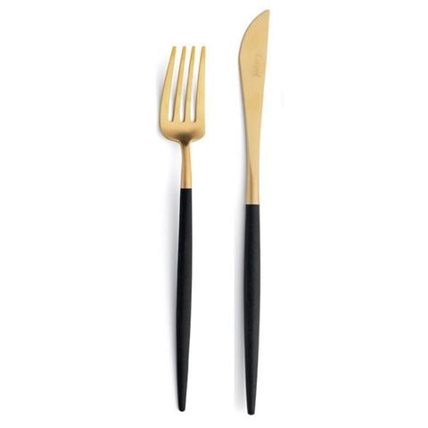 Cutipol - Goa Matte Black & 24k Gold Plate Stainless Steel Carving Set 2pce