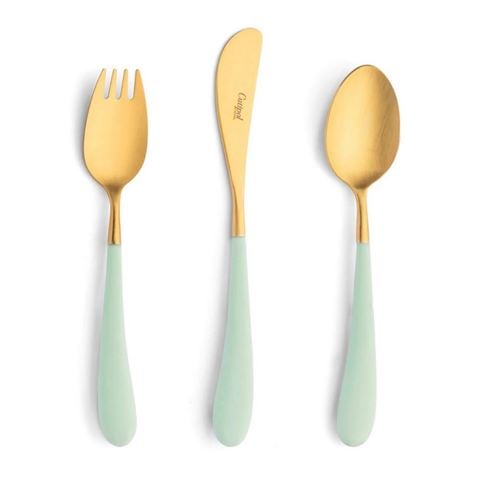 Cutipol - Alice Celadon & Gold Children's Cutlery Set 3pce