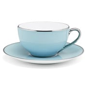 Limoges - Legle Pastel Blue Teacup & Saucer Plat Rim