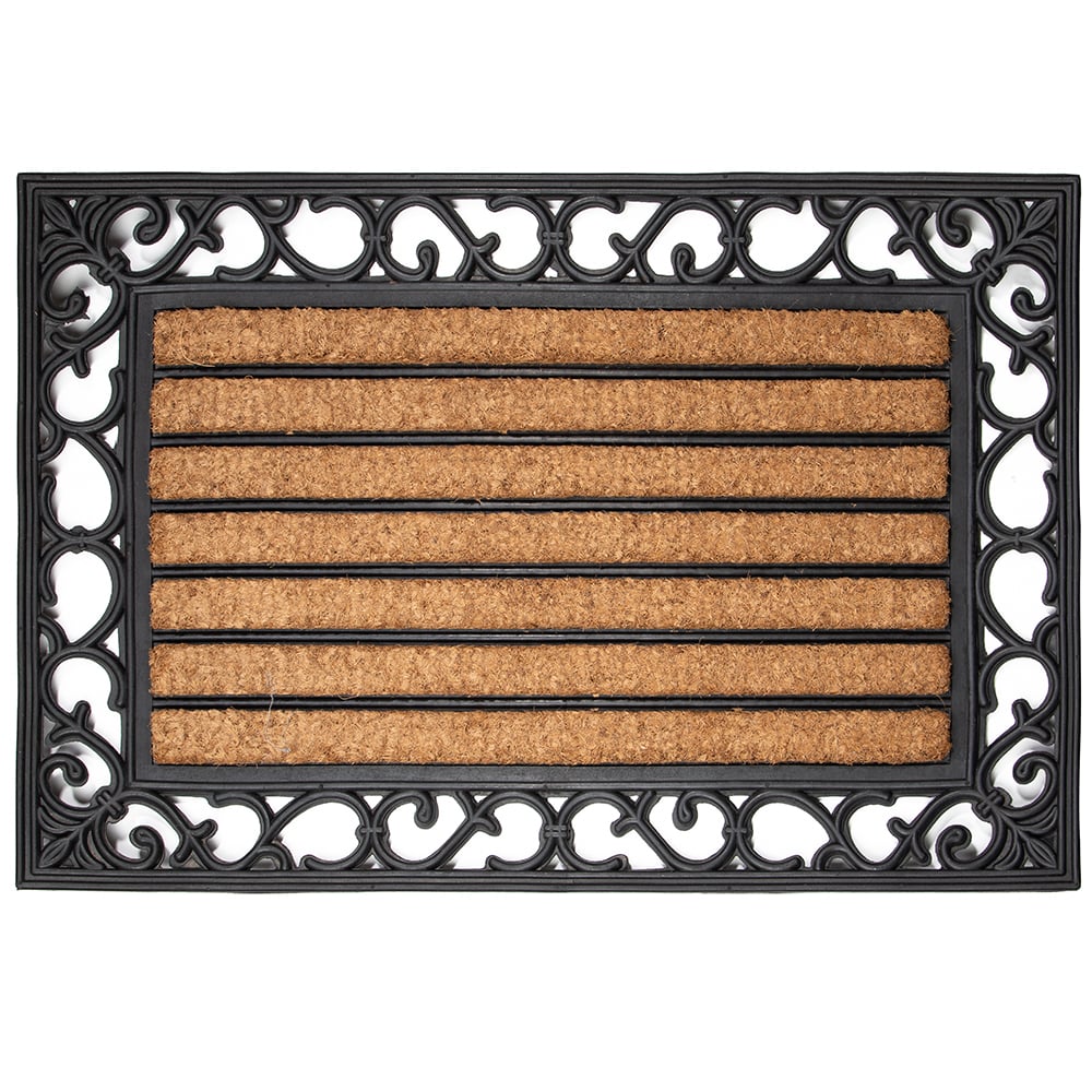 Bayliss LARGE SQUARES OUTDOOR DOOR MAT w/ Durable Rubber Back 60x90cm Black
