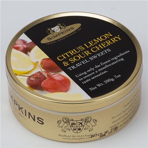 Simpkins - Citrus Lemon & Sour Cherry Travel Sweets 200g 