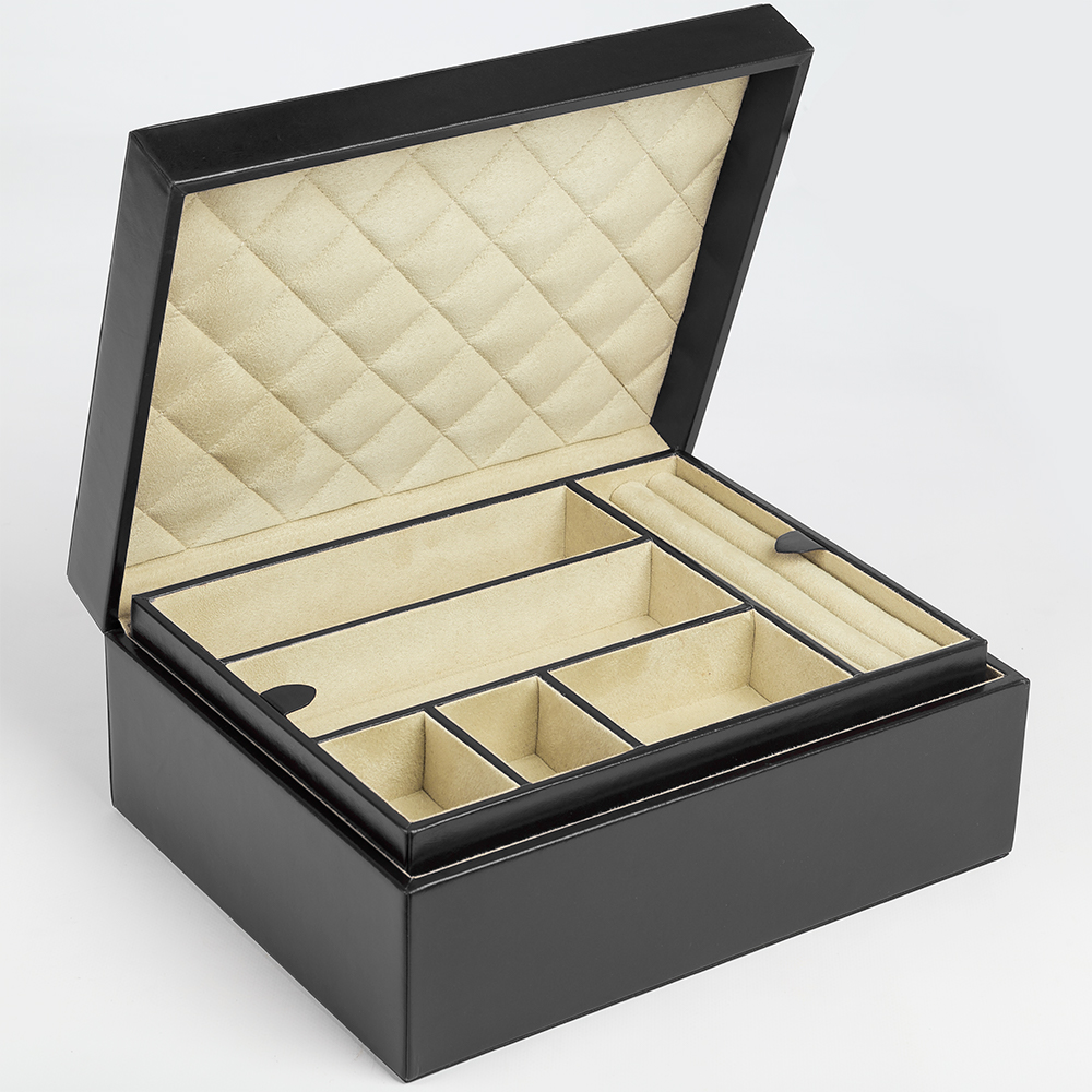 Redd Leather - Luxury Leather Jewellery Box Black | Peter's of Kensington