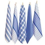 Rans - Milan Stripe & Check Tea Towel Blue Set 5pce