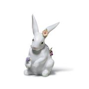 Lladro - Sitting Bunny with Flowers Figurine