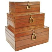Rossini Leather - Storage Boxes with Stirrups Tan Set 3pce