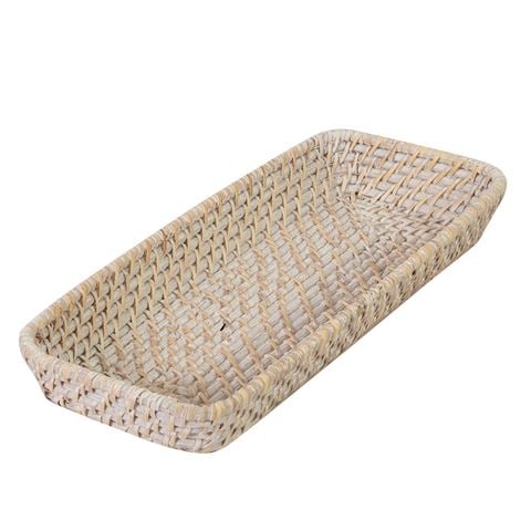 Rattan - Bread Basket White Wash 42x18cm | Peter's of Kensington