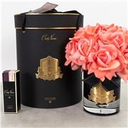 Cote Noire - Peach Rose Grand Bouquet w/Black & Gold Vase