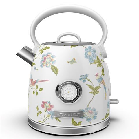 Laura Ashley - Elveden Kettle White & Silver 1.7L | Peter's of Kensington