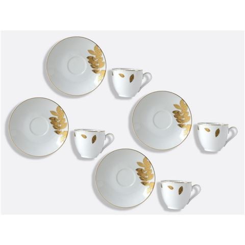 Bernardaud Vegetal Or Espresso Coffee Cup & Saucer 8pce Set - Peter's of Kensington
