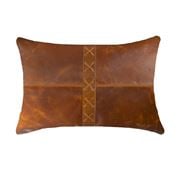 Bandhini - Leather Cross Lumber Cushion 35x55cm