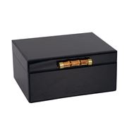 Flair Decor - Jewellery Glass Box w Bamboo Handle Black L.