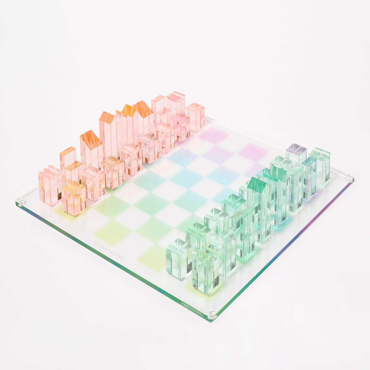 SunnyLife Lucite Aurora Chess & Checkers Set 65pce Peter's of