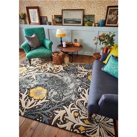 Morris & Co Seaweed Rug Teal 200x140cm - Peter's of Kensington