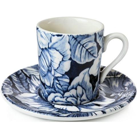 Burleigh - Ink Blue Hibiscus Espresso Cup/Saucer Set 75ml 2p