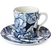 Burleigh - Ink Blue Hibiscus Espresso Cup/Saucer Set 75ml 2p