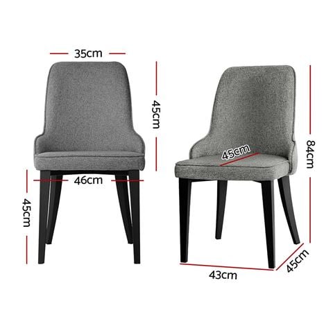 Artiss - Fabric Dining Chairs Grey Set Of 2