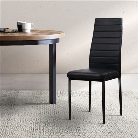Artiss - Dining Chairs PVC Leather Black Set Of 4