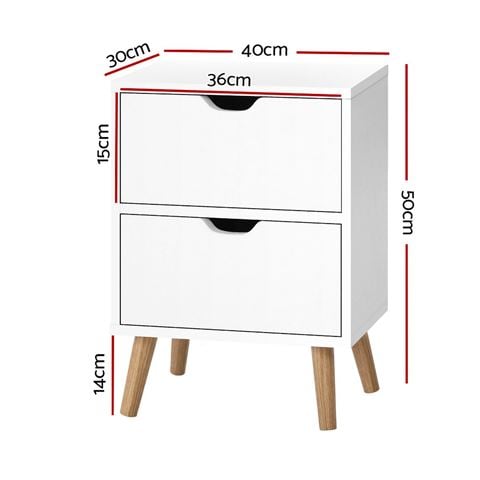 Artiss - Bedside Tables Drawers Wood White