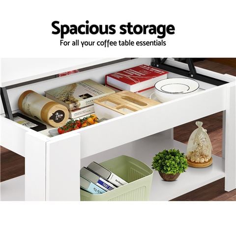 Artiss Lift Up Top Mechanical Coffee Table White - Peter's of Kensington