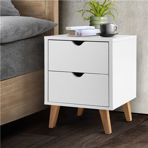 Artiss 2 Drawer Wooden Bedside Tables White - Peter's of Kensington