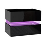 Artiss - Bedside Table 2 Drawers RGB LED High Gloss Black