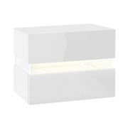 Artiss - Bedside Table 2 Drawers RGB LED High Gloss White