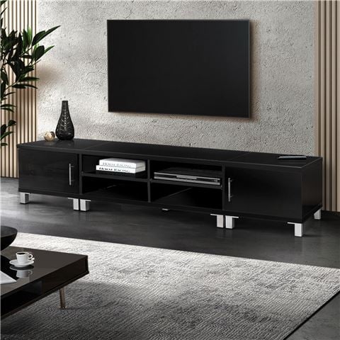 Artiss - Entertainment Unit With Cabinets Black