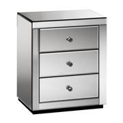 Artiss - Mirrored Bedside Table Mirror Glass Smoky Grey