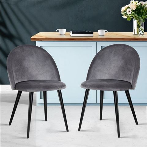 Artiss - Velvet Modern Dining Chair Dark Grey Set Of 2