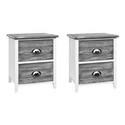 Artiss - Bedside Table 2 Drawers Storage Grey Set 2pce