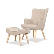 Artiss - Accent Chairs and Ottoman Beige Set 2pce