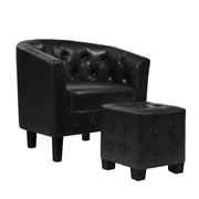Artiss - Armchair Lounge Chair Ottoman PU Leather Set 2pce
