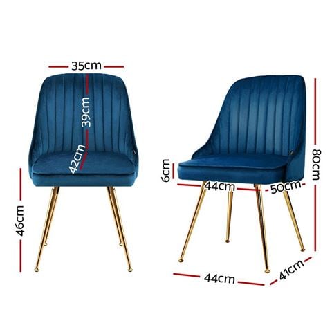 Artiss Dining Chairs Modern Velvet Blue Set 2pce - Peter's of Kensington