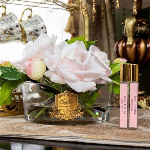 Cote Noire Luxury French Pink Bouquet In Oval Vase w/Gold Badge - Peter's of Kensington