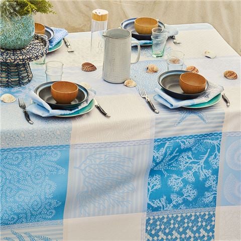 Garnier-Thiebaut - Mille Oceans Ecume Tablecloth 115x115cm